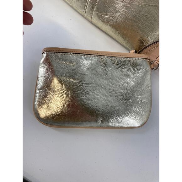 COACH METRO 26141E METALLIC GOLD LEATHER XL TOTE WEEKEND BAG - Picture 15 of 16